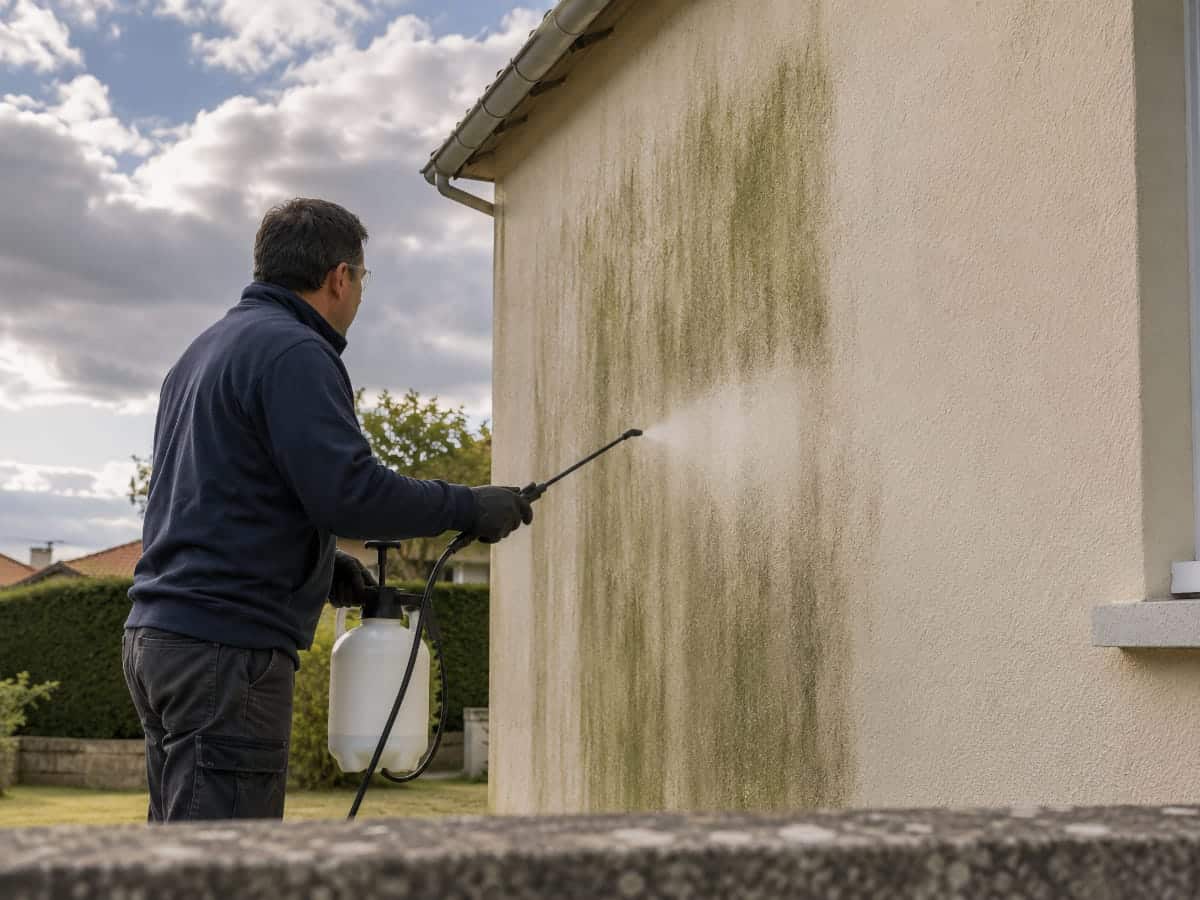 Application d'un traitement de façade par météo stable avant pluie